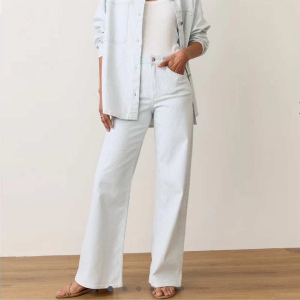 Marine Layer, Charlie Light Blue Striped Jeans, 14